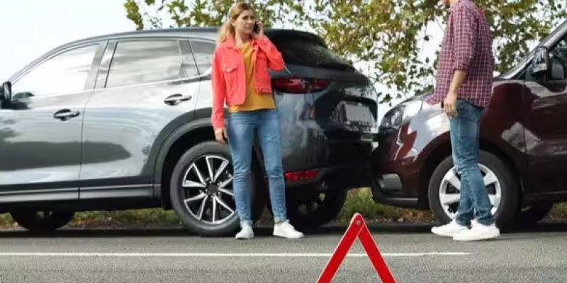car accident girl reporting the accident